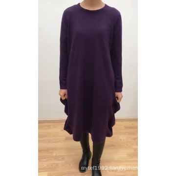 Wholesale Pullover Plus Size Women Irregular Woolen Chinese Traditional Embroidered Sweater Floral Long Dress